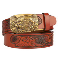 Men's Automatic Eagle Head Buckle Belt - Fashion Leather Belt with Bold Statement Buckle