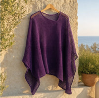 Graceful Women's Knit Cape Blouse - Lightweight Casual Top with Elegant Poncho Design