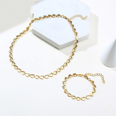 Heart Leaf Charm Chain Bracelet – Delicate Layered Gold & Silver Jewelry Gift for Women
