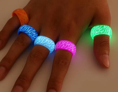Glowing In The Dark Wedding Engagement Rings - Luminous Purple Blue Ring Set - Glittering Jewelry For Her & Him