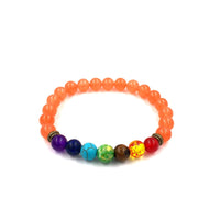 8mm Volcanic Stone Chakra Bracelet – Rainbow Agate Healing Jewelry for Energy Balance & Spiritual Wellness