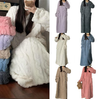 Cozy Women’s Winter Coral Fleece Long Nightgown with Pockets – Soft & Warm for Home Lounging