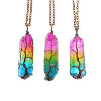 Tree of Life Crystal Pillar Pendant Necklace - Faith-Inspired Jewelry for Women & Men