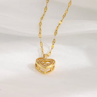 Double-Layer Love Necklace – Sparkling Rhinestone Pendant in Titanium Steel for Women
