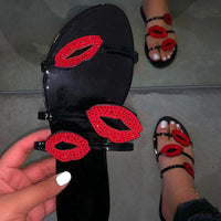 Sexy lips Rhinestone sandals
