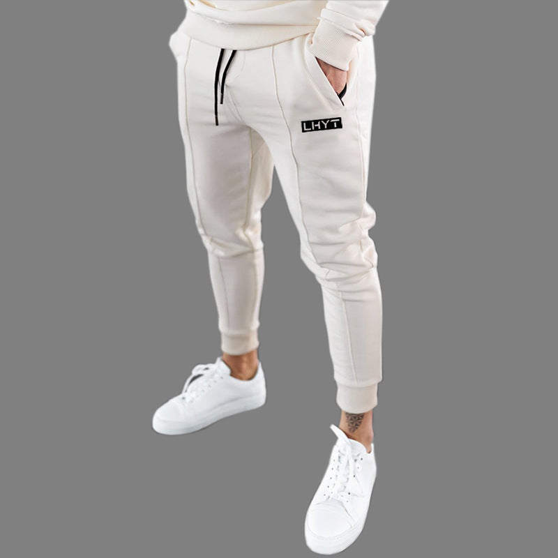 Men's Winter Sweatpants – Black Casual Sports Joggers with Graphic Print