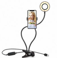 LED Selfie Ring Light with Clamp – 3-Color Dimmable USB Light for Streaming & Makeup