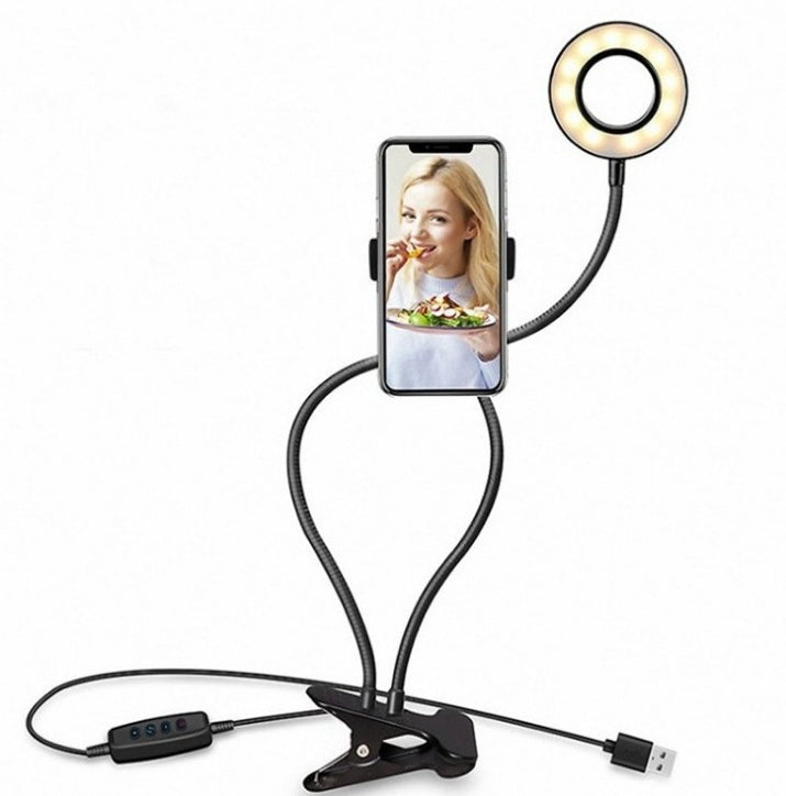 LED Selfie Ring Light with Clamp – 3‑Color Dimmable USB Makeup & Live Streaming Phone Holder What Else You Got?