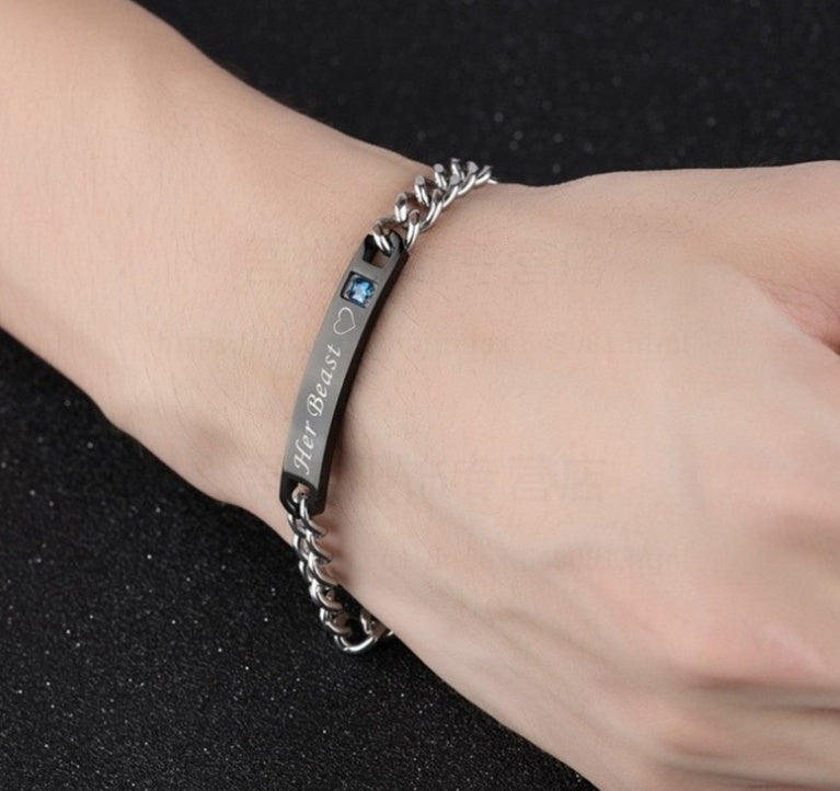 His Queen Her King Couple Bracelet Set – Black Rose Gold Crystal Chain Matching Jewelry What Else You Got?