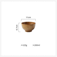 Handcrafted Jujube Wooden Rice & Soup Bowl - Eco-Friendly, Kid-Safe Japanese Style Dining Set (3 Sizes)
