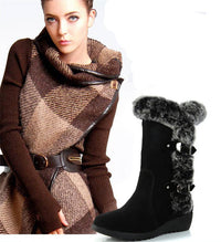 Cozy Mid-Calf Snow Boots with Faux Fur Plush for Winter Women - Black & Brown