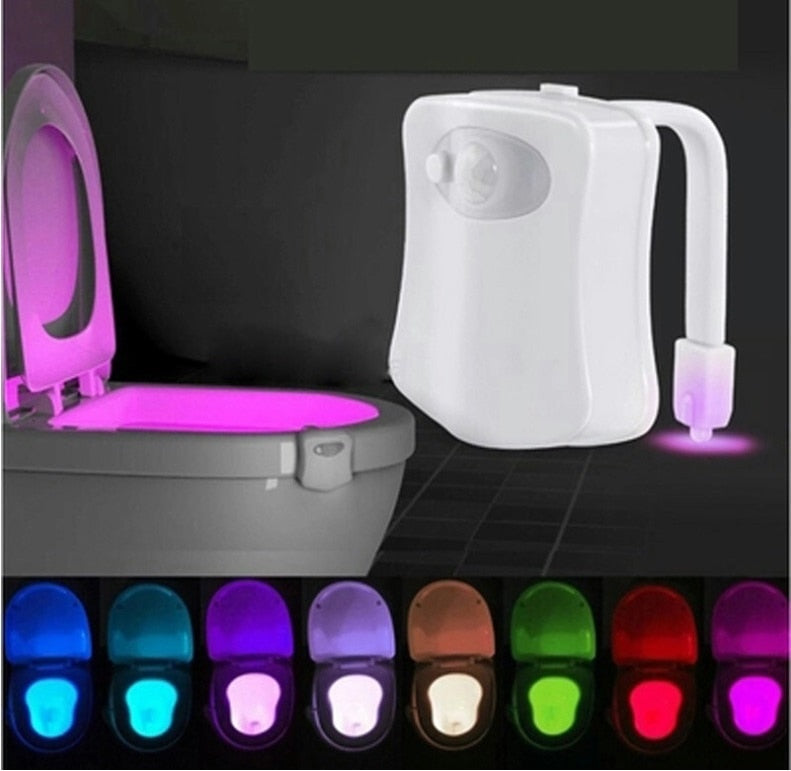 Toilet Induction LED Night Light – Motion Sensor, 8‑Color, Battery Powered, Universal Fit What Else You Got?