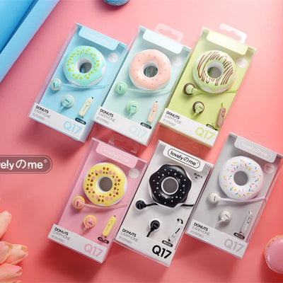 Q17 Donut Macaron Earphones – Cute Cartoon Wired Headphones with Deep Bass & Hybrid Sound