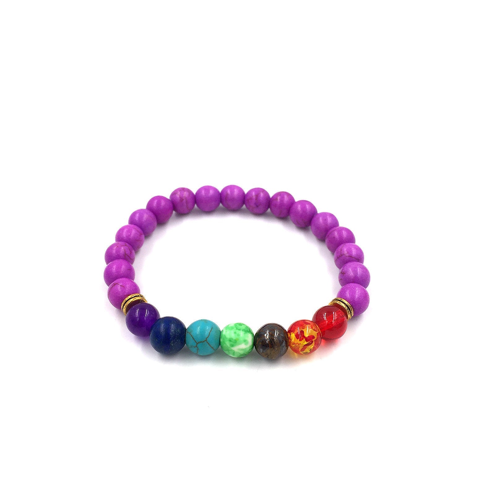 8mm Volcanic Stone Chakra Bracelet – Colorful Agate Energy Beads Healing Jewelry What Else You Got?