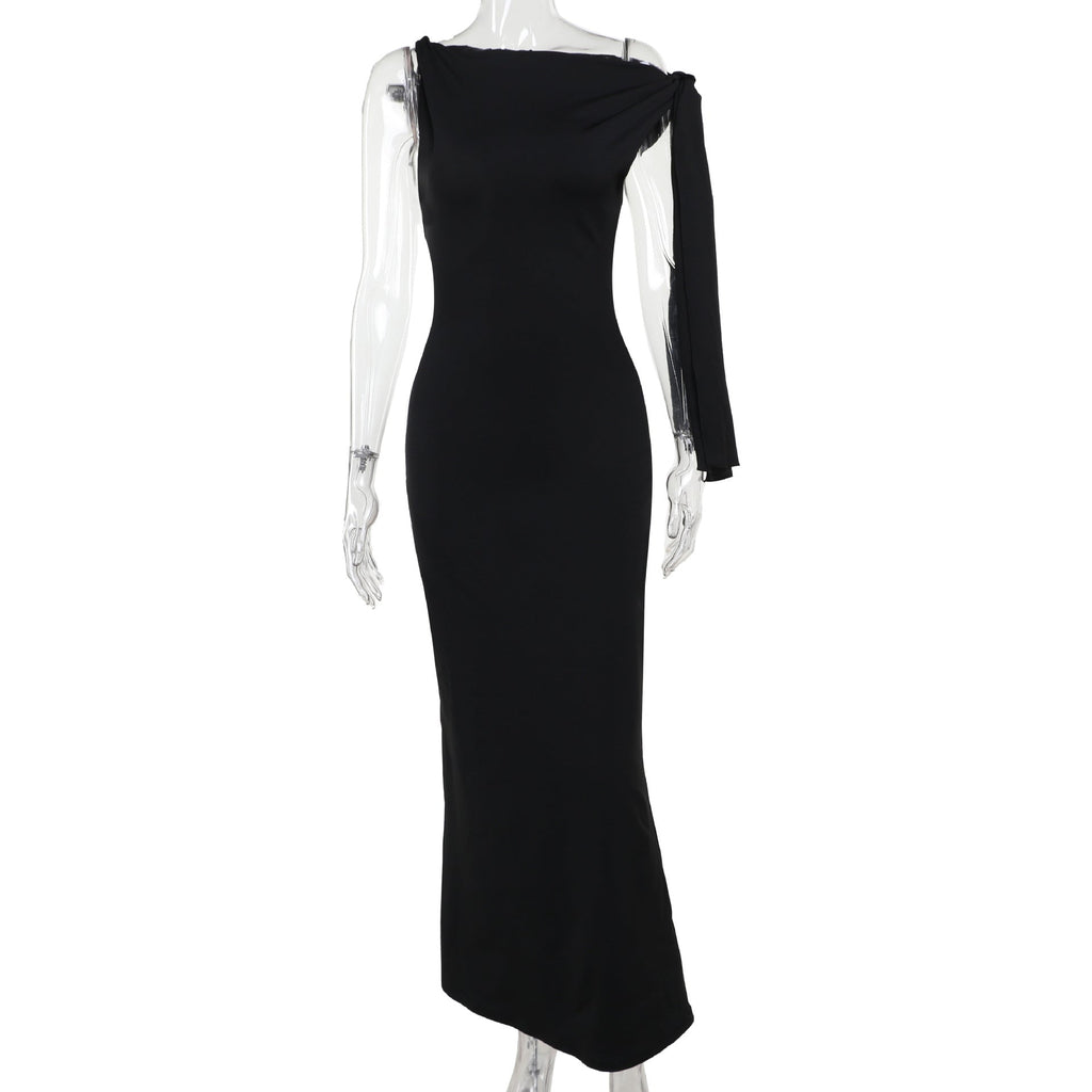 One‑Shoulder Ribbon Long Dress What Else You Got?