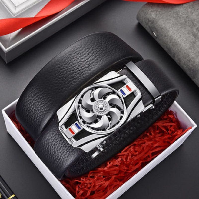 Men's Letter Buckle Belt – PU Leather Automatic Buckle
