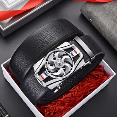 Men's Letter Buckle Belt – PU Leather Automatic Buckle