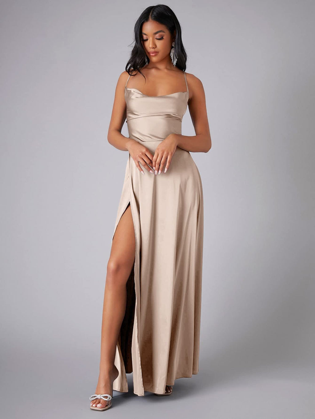 Summer Sexy Slimming Backless Strap Long Split Dress Women's Fashion High Waist Belted Gown V-neck What Else You Got?