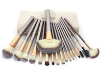 Champagne Luxe Makeup Brush Set - 12/18/24 Piece Rice White Bristle with Elegant Handles