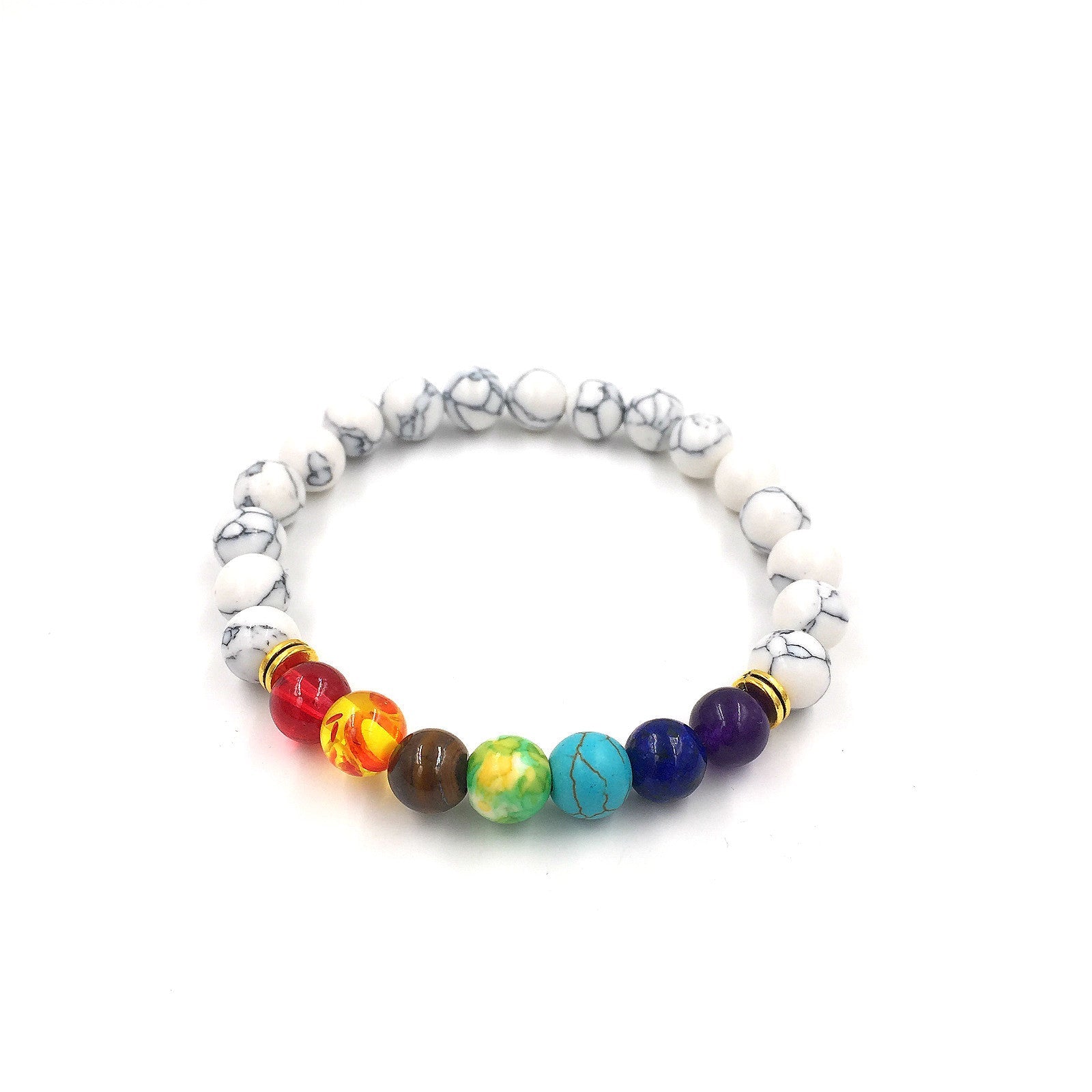 8mm Volcanic Stone Chakra Bracelet – Colorful Agate Energy Beads Healing Jewelry What Else You Got?