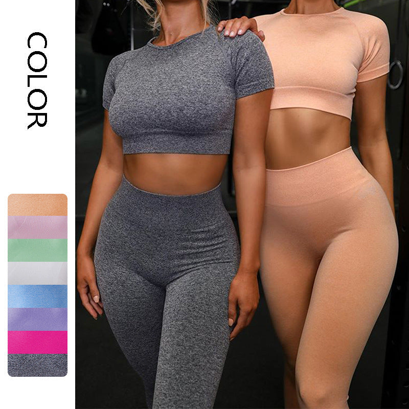 Seamless Yoga Sport Set Fitness Women Running Leggings Short Sleeve Tops What Else You Got?