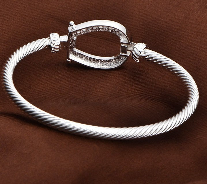 Gold Silver Horseshoe Lucky Charm Bangle – Open Cuff Bracelet Fashion Jewelry for Women What Else You Got?