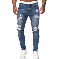 Men’s Trendy Ripped Skinny Jeans – Vintage Wash Slim Fit Denim (S–3XL)