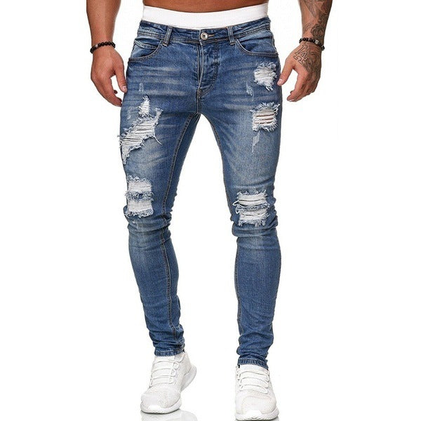 Men’s Street Style Ripped Skinny Jeans – Vintage Wash Slim Fit Denim (S–3XL) What Else You Got?