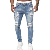 Men’s Trendy Ripped Skinny Jeans – Vintage Wash Slim Fit Denim (S–3XL)