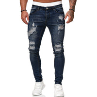 Men’s Trendy Ripped Skinny Jeans – Vintage Wash Slim Fit Denim (S–3XL)