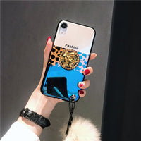 Compatible with Apple , Leopard Rhinestone Airbag Holder Phone Case