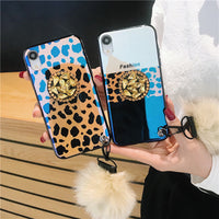 Compatible with Apple , Leopard Rhinestone Airbag Holder Phone Case