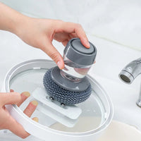 Soap-Dispensing Dish Brush – Push-Button Kitchen Scrub Brush