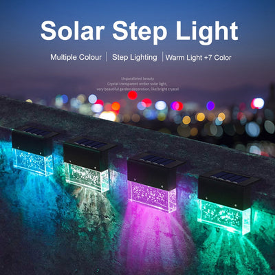 Solar Crystal-Glow RGB Step & Fence Light - Effortless Outdoor Illumination