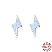 Sterling Silver Lightning Cloud Earrings – S925 Geometric Blue Accent Jewelry
