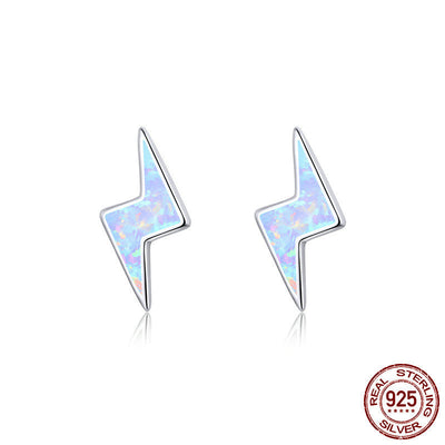 Sterling Silver Lightning Cloud Earrings – S925 Geometric Blue Accent Jewelry