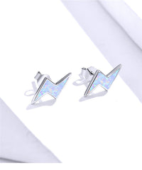 Sterling Silver Lightning Cloud Earrings – S925 Geometric Blue Accent Jewelry