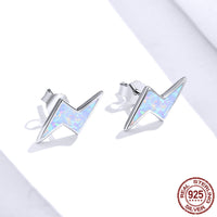 Sterling Silver Lightning Cloud Earrings – S925 Geometric Blue Accent Jewelry