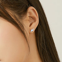 Sterling Silver Lightning Cloud Earrings – S925 Geometric Blue Accent Jewelry