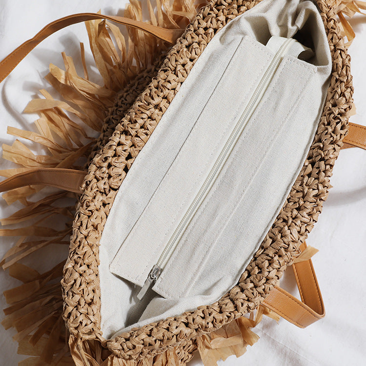 New Tassel Straw Woven Bag Woven Bag Beach Bag Shoulder Bag Retro Female Bag What Else You Got?