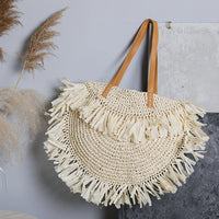 Elegant Tassel Straw Woven Bag - Retro Beach Shoulder Bag for Women