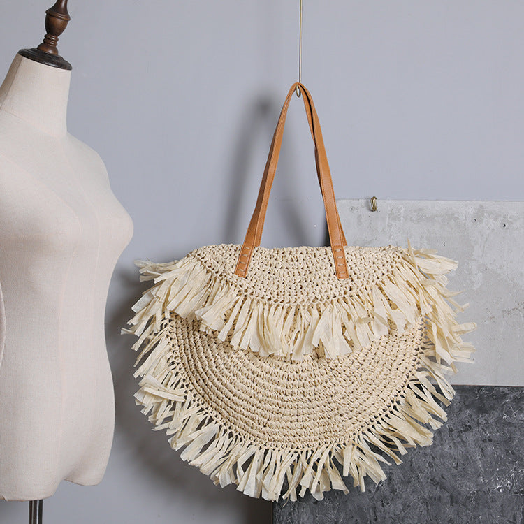 New Tassel Straw Woven Bag Woven Bag Beach Bag Shoulder Bag Retro Female Bag What Else You Got?