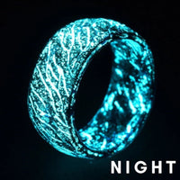 Glowing In The Dark Wedding Engagement Rings - Luminous Purple Blue Ring Set - Glittering Jewelry For Her & Him