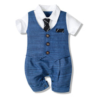 Adorable Gentleman Baby Romper – Soft Cotton One-Piece (0-24M) – Dapper & Comfortable
