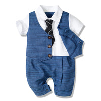 Adorable Gentleman Baby Romper – Soft Cotton One-Piece (0-24M) – Dapper & Comfortable