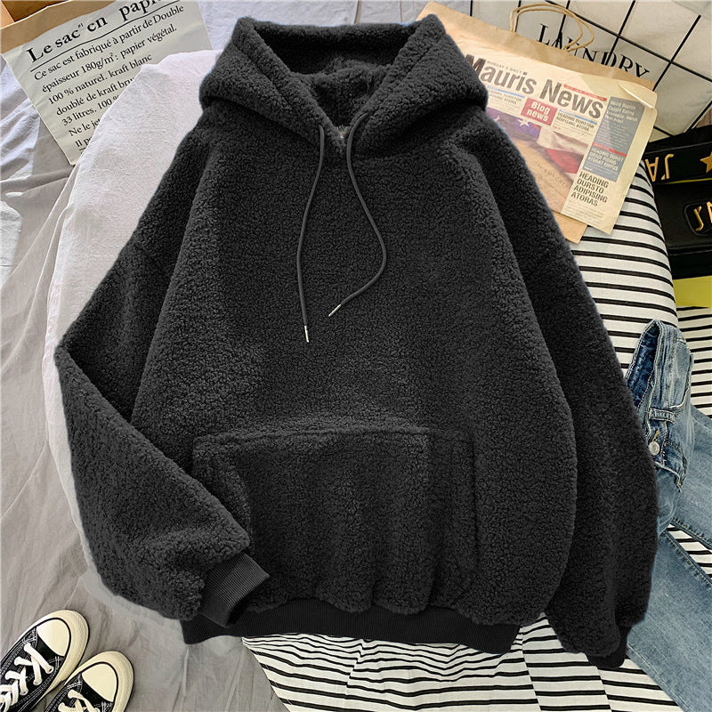 Women’s Plus‑Velvet Hooded Sweatshirt – Cozy Long‑Sleeve Pullover with Pockets What Else You Got?