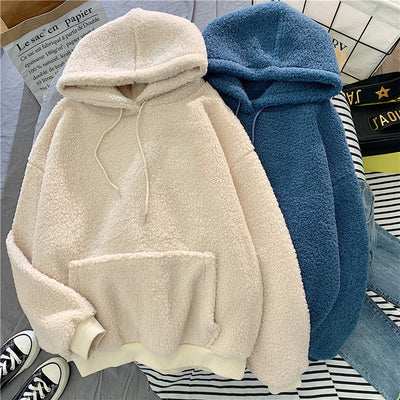 Women’s Cozy Velvet Hoodie with Pockets – Soft & Stylish Loungewear