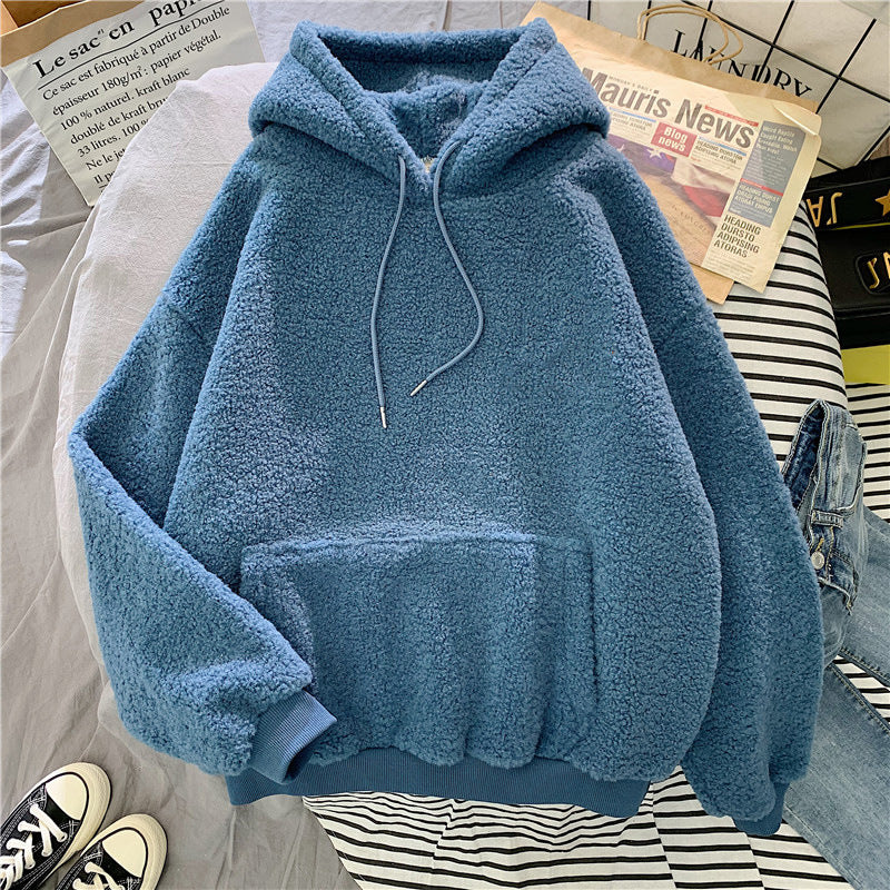 Women’s Plus‑Velvet Hooded Sweatshirt – Cozy Long‑Sleeve Pullover with Pockets What Else You Got?