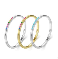 Rainbow Gemstone Sterling Silver Ring – Minimalist Colorful Index Finger Jewelry for Women
