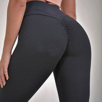Plaid Seamless High-Waist Yoga Leggings – Breathable Gym Fitness Pants for Women